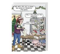 Funny Christmas Card Prosecco for Santa Gone in Morning - Humorous Xmas Card