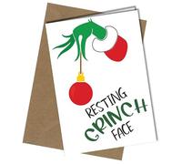 FUNNY CHRISTMAS CARD - RESTING GRINCH FACE - A5 XMAS CARD | Envelope Included | Blank Inside | Unique Design | Personalised Free of Charge