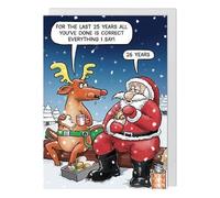 Funny Christmas Card Santa Rudolph Correct Everything - Humorous Xmas Card