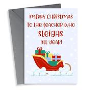 Funny Christmas Card - Teacher - Sleigh