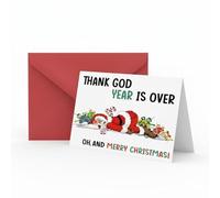 Funny Christmas Card - with Swearing Word and Tired Santa Claus Humorous Holiday Greeting Card,playful Christmas Card Gift for Friends & Family.