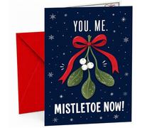 Funny Christmas Card You Me Mistletoe Now Mistletoe Bow