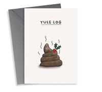 Funny Christmas Card - Yule Log - Poo Illustration