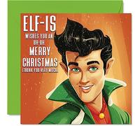 Funny Christmas Cards for Women Men - Elf-is - Merry Xmas Christmas Card Sister Brother Cousin Uncle Auntie Mum Dad Nan Grandad, 145mm Single Greeting Cards Gift