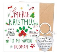 Funny Christmas Cards from The Dog - Merry Christmas Greeting Card with Keyring for Dog Owner Xmas Card Gifts for Pet Owner Pet Mum Dad Parent Wife Husband Boyfriend Girlfriend Sister Brother