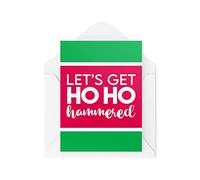 Funny Christmas Cards | Let's Get Ho Ho Hammered Card | For Her Him Novelty Joke Banter Adult Festive Alcohol Drunk Wife Girl | CBH723