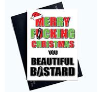 Funny Christmas Cards Merry Christmas You Beautiful B*stard Boyfriend Gay PC982