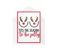 Funny Christmas Cards | T*ts The Season To Be Jolly Card | For Him Her Rude Cheeky Boobs Boobies Girlfriend Boyfriend Dad Banter | CBH766