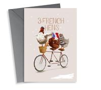 Funny Christmas Carol Card - Three French Hens