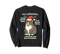Funny Christmas Cat Meme Caroling Holiday Santa Hat Kitten Sweatshirt