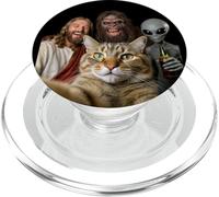 Funny Christmas Cat Selfie Bigfoot an Alien & Jesus Meme PopSockets PopGrip for MagSafe