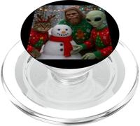Funny Christmas Cat Selfie with Bigfoot Alien & Snowman PopSockets PopGrip for MagSafe