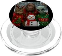 Funny Christmas Cat Selfie with Bigfoot Alien & Snowman PopSockets PopGrip for MagSafe