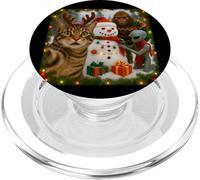 Funny Christmas Cat Selfie with Bigfoot Alien & Snowman PopSockets PopGrip for MagSafe