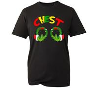 Funny Christmas Couples T-Shirt Set - Nuts and Chest Matching Holiday Tops - Hilarious Festive Grinch Style Xmas Gift (Black-Chest, M)
