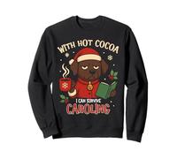 Funny Christmas Dog Hot Cocoa Caroling Xmas Survival Humor Sweatshirt