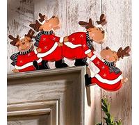 Funny Christmas Door Frame Decorations, Santa Reindeer Angels Snowman Door Window Christmas Decoration,Wooden Christmas Door Frame Ornament, Christmas Decorations for Home Doors Windows Walls (C)