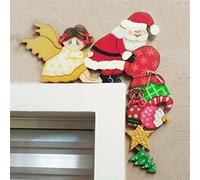 Funny Christmas Door Frame Decorations, Santa Reindeer Angels Snowman Door Window Christmas Decoration,Wooden Christmas Door Frame Ornament, Christmas Decorations for Home Doors Windows Walls (A)
