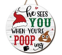 Funny Christmas Door Sign Prank Xmas Front Wooden Wreath Hanging Winter Seasonal Holiday Decor Merry Christmas Decorations for Home Party