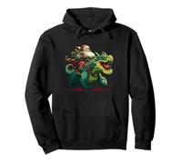 Funny Christmas Dragon Rider Costume for Santa Claus Lovers Pullover Hoodie