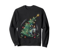 Funny Christmas Dragon Wrecking the Tree Holiday Pajama Sweatshirt