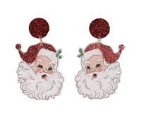 Funny Christmas Earrings for Women Hot Pink Santa Chrsitmas Earrings Acrylic Holiday Earrings Drop Dangle Earring Party Jewelry Gift, 1, Resin, No Gemstone