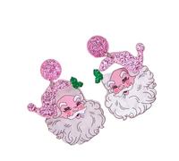 Funny Christmas Earrings for Women Hot Pink Santa Chrsitmas Earrings Acrylic Holiday Earrings Drop Dangle Earring Party Jewelry Gift, 1, Resin, No Gemstone