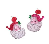 Funny Christmas Earrings for Women Hot Pink Santa Chrsitmas Earrings Acrylic Holiday Earrings Drop Dangle Earring Party Jewelry Gift, 1, Resin, No Gemstone