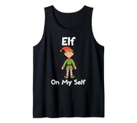 Funny Christmas Elf On My Self North Pole Humor Tank Top