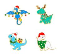 Funny Christmas Enamel Brooch Pins Set Cute Christmas Tree Snowflake Cat Dinosaur Pins for Clothes Bag Backpack, S, Zinc, no gemstone