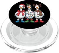 Funny Christmas Goose Trio Holiday Lights Santa Hat Reindeer PopSockets PopGrip for MagSafe