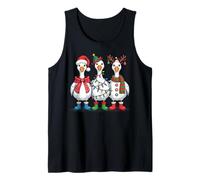 Funny Christmas Goose Trio Holiday Lights Santa Hat Reindeer Tank Top