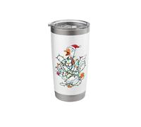 Funny Christmas Goose Wrapped in Lights Santa Hat Holiday Stainless Steel Insulated Tumbler