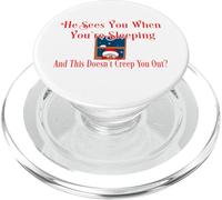 Funny Christmas He Sees You When Sleeping is Creepy Santa PopSockets PopGrip for MagSafe