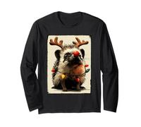 Funny Christmas Hedgehog Holiday Lights ForestAnimal Festive Long Sleeve T-Shirt