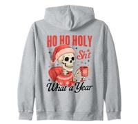 Funny Christmas Ho Ho Holy Shit What a Year Xmas Womens Mens Zip Hoodie