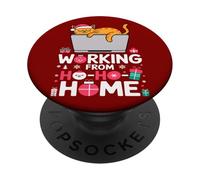 Funny Christmas Ho Ho Home Cat Lover Remote Work PopSockets Adhesive PopGrip