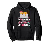 Funny Christmas Ho Ho Home Cat Lover Remote Work Pullover Hoodie