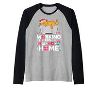 Funny Christmas Ho Ho Home Cat Lover Remote Work Raglan Baseball Tee