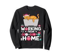 Funny Christmas Ho Ho Home Cat Lover Remote Work Sweatshirt