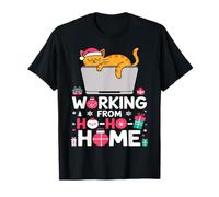 Funny Christmas Ho Ho Home Cat Lover Remote Work T-Shirt