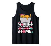 Funny Christmas Ho Ho Home Cat Lover Remote Work Tank Top