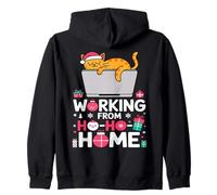 Funny Christmas Ho Ho Home Cat Lover Remote Work Zip Hoodie