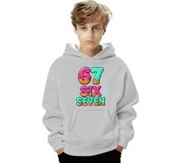 Funny Christmas Hoodie for Kids Xmas Six Seven Jumper Long Sleeve Pullover Sweatshirt 67 Graphic Print Hooded Sweatshirt Novelty Casual Pullover for Play and School (A04-Grey, 10-11 Years)