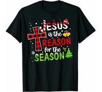 Funny Christmas Jesus is The Reason for The Season Pajamas T-Shirt Tee Gift Black