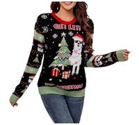 Funny Christmas Jumpers, Christmas Sweaters for Women, Crew Neck Knitted Jumper Tops Stylish Alpaca Fair Isle Winter Jumpers Ladies Xmas Jumpers Christmas Jumpers Ladies Novelty Pullover Sweater