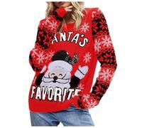 Funny Christmas Jumpers, Christmas Sweaters for Women, Unisex Knitted Crew Neck Long Sleeve Reindeer Rudolf Xmas Winter Jumpers Xmas Jumpers Christmas Jumpers Ladies Christmas Tops