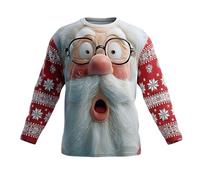 Funny Christmas Jumpers for Men Novelty Reindeer Santa Claus Sweatshirt Xmas Fleece Lined Pullover Long Sleeve Sweater Casual Crew Neck Jumper 3D Printed T-Shirt Patchwork Tops Ugly Sweaters