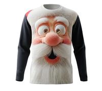 Funny Christmas Jumpers for Men Novelty Reindeer Santa Claus Sweatshirt Xmas Fleece Lined Pullover Long Sleeve Sweater Casual Crew Neck Jumper 3D Printed T-Shirt Patchwork Tops Ugly Sweaters