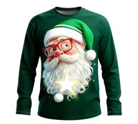 Funny Christmas Jumpers for Men Novelty Reindeer Santa Claus Sweatshirt Xmas Fleece Lined Pullover Long Sleeve Sweater Casual Crew Neck Jumper 3D Printed T-Shirt Patchwork Tops Ugly Sweaters
